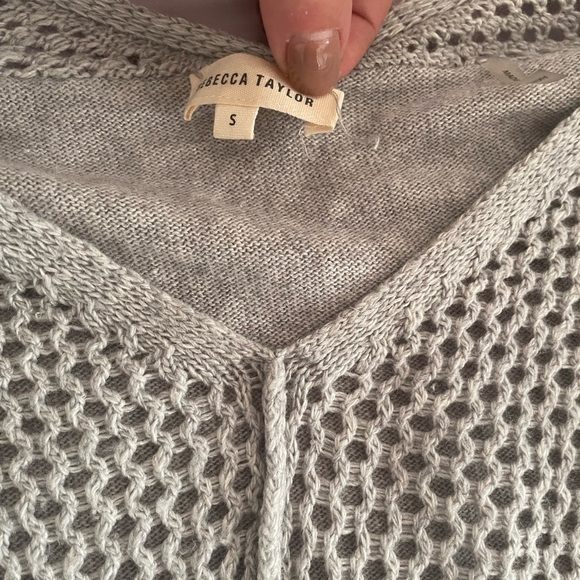 Rebecca Taylor Wool Cashmere V Neck Open Knit Long Sleeve Sweater Small - Picture 5 of 6